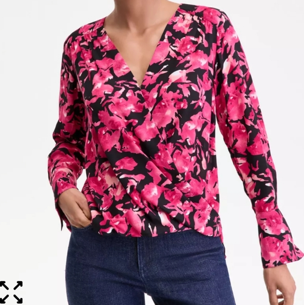 I.N.C. International Concepts Women's Surplice Long-Sleeve Blouse Size Small